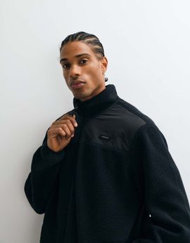 JJ Rebel JJ Rebel borg fleece jacket in black