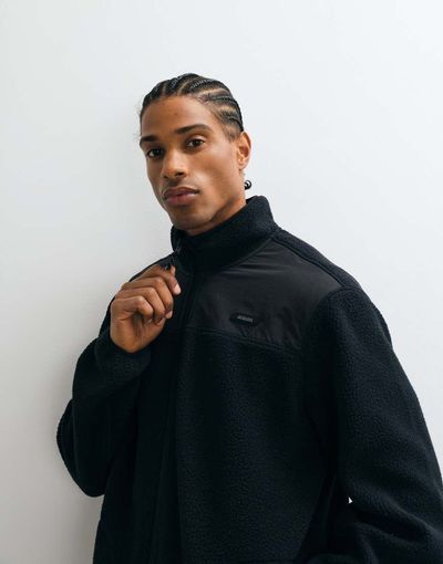 JJ Rebel JJ Rebel borg fleece jacket in black