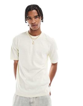 JJ Rebel JJ Rebel knit T-shirt in cream-White