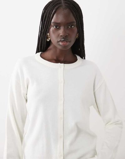JJ Rebel JJ Rebel long sleeved knitted cardigan in white