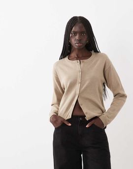 JJ Rebel JJ Rebel long sleeved knitted cardigan set in beige-NEUTRAL