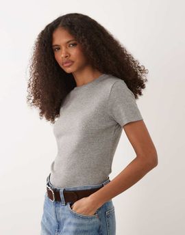 JJ Rebel JJ Rebel ribbed short sleeve t-shirt in light gray