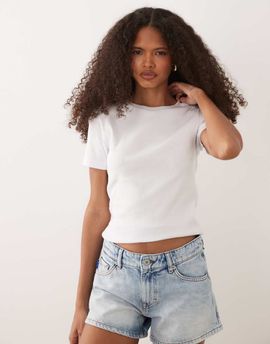 JJ Rebel JJ Rebel ribbed short sleeve t-shirt in white