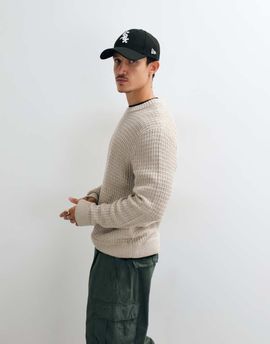 JJ Rebel JJ Rebel waffle knit sweater in beige-NEUTRAL