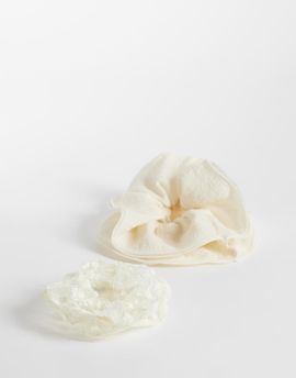 JJXX JJXX 2 pack lace scrunchie in white