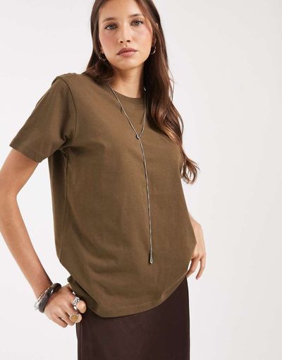 JJXX JJXX Anna crew neck T-shirt in dark olive-Green