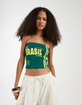 JJXX JJXX Brazil ribbed bandeau top in yellow