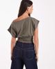 JJXX JJXX cinched waist off shoulder top in olive green - 2