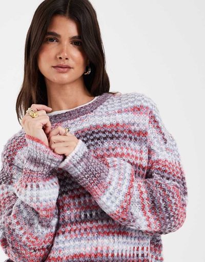 JJXX JJXX crew neck space dye sweater in pink and purple