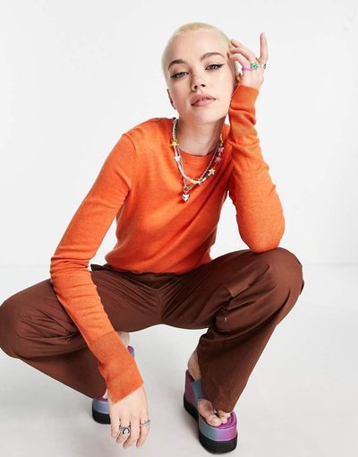 JJXX JJXX crew neck sweater in bright orange