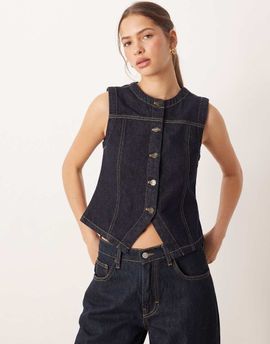 JJXX JJXX denim vest in dark blue-Navy