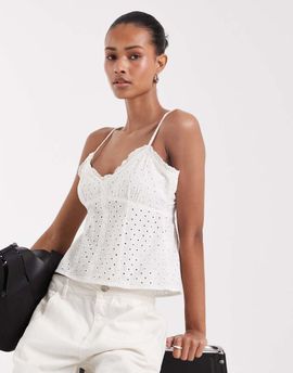 JJXX JJXX eyelet cami top in white