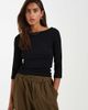 JJXX JJXX Fifi boat neck long sleeve T-shirt in black - 3