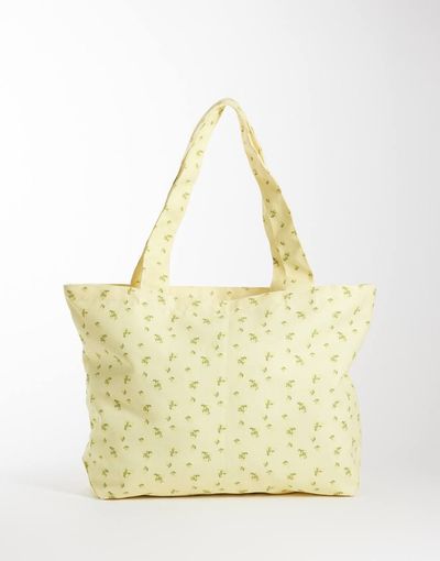 JJXX JJXX floral print tote bag in butter yellow