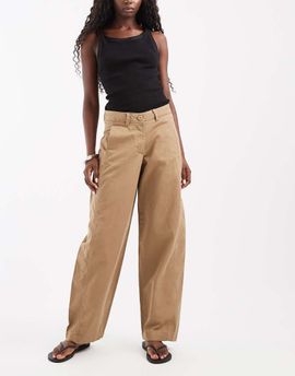 JJXX JJXX high waisted barrel fit pants in beige-Neutral