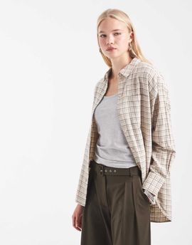 JJXX JJXX Jamie oversized plaid shirt in beige-Neutral