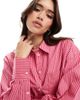 JJXX JJXX Jamie oversized poplin shirt in pink stripes - 3