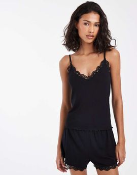 JJXX JJXX jersey cami top and shorts pajama set in black