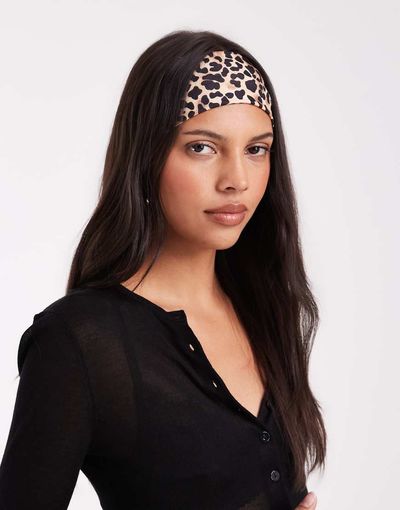 JJXX JJXX jersey headband in leopard print-Neutral