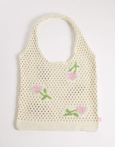 JJXX JJXX knit tote bag with rose print-Neutral