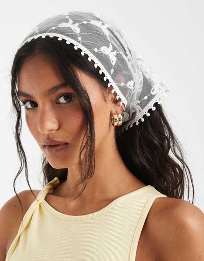 JJXX JJXX lace headscarf in white