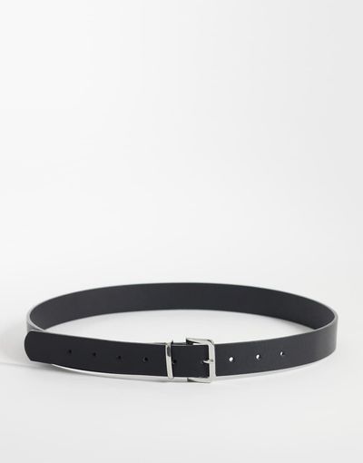 JJXX JJXX leather mix square buckle belt in black