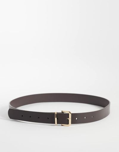 JJXX JJXX leather mix square buckle belt in brown