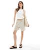 JJXX JJXX linen blend shorts in cream stripes-White - 1
