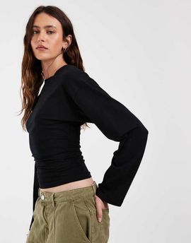 JJXX JJXX long sleeve cinched waist top in black