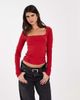 JJXX JJXX long sleeve square neck top with lace trim detail in red - 1