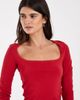 JJXX JJXX long sleeve square neck top with lace trim detail in red - 2