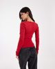JJXX JJXX long sleeve square neck top with lace trim detail in red - 3