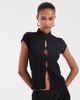 JJXX JJXX mandarin-collar top with frog closures in black - 3