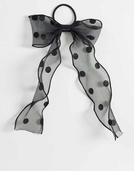 JJXX JJXX mesh polka dot bow hair tie in black
