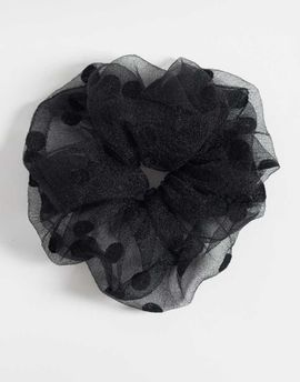 JJXX JJXX mesh polka dot scrunchie in black