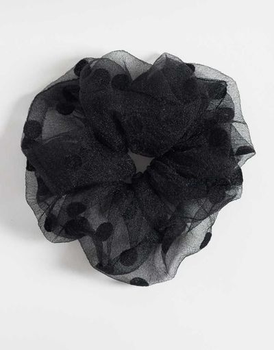 JJXX JJXX mesh polka dot scrunchie in black