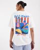 JJXX JJXX oversized t-shirt with café breakfast back print in cream-White - 1