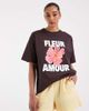 JJXX JJXX oversized t-shirt with fleur amore print in dark brown - 1