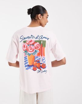 JJXX JJXX oversized t-shirt with flower back print in pink