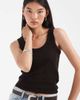 JJXX JJXX pointelle knit tank top in brown - 1