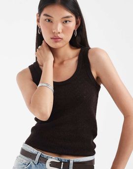 JJXX JJXX pointelle knit tank top in brown