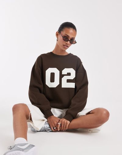 JJXX JJXX relaxed fit crew neck sweatshirt in brown
