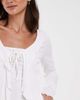 JJXX JJXX ribbed long sleeve tie front top in white - 2