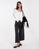 JJXX JJXX ribbed long sleeve tie front top in white - 3
