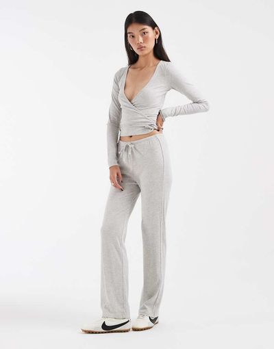 JJXX JJXX ribbed wide fit sweatpants in light gray - part of a set