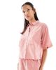 JJXX JJXX seersucker oversized cropped shirt in red stripes - part of a set - 1