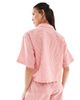 JJXX JJXX seersucker oversized cropped shirt in red stripes - part of a set - 2