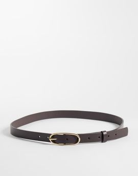 JJXX JJXX skinny belt with gold-tone circle buckle in brown