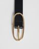 JJXX JJXX skinny belt with gold oval buckle in black - 3
