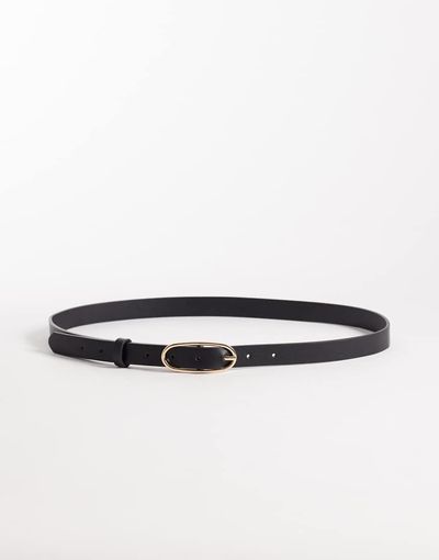 JJXX JJXX skinny belt with oval buckle in black